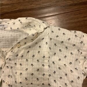Madewell White Floral Button-Up Shirt
